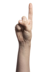 gesture with hand finger, hand make a one.