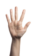 gesture with hand finger, hand make a five.