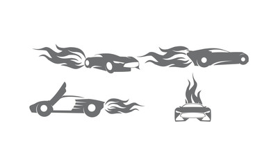 Car Fire Energy Logo Set Bundle Collection