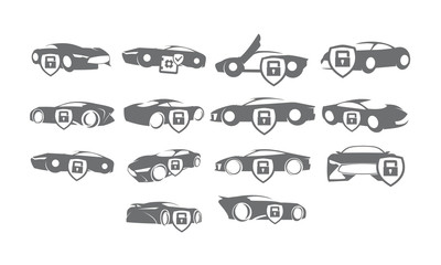 Car Shield Lock Logo Set Bundle Collections
