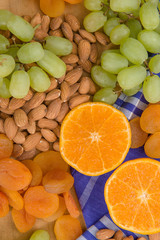 Healthy raw fruit and nut snack platter