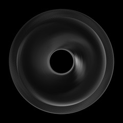 Technology background with metal spiral center. Abstract metal reflection industrial background.