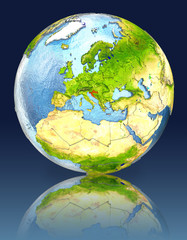 Obraz na płótnie Canvas Croatia on globe with reflection