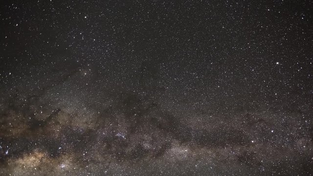 A generic timelapse shot of the Milky Way, Stars and constellations in the Southern Hemisphere as visible in winter (Scorpius, Sagittarius) from South Africa