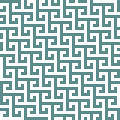 Seamless cyan and white vintage ancient tribal geo op art mod pattern vector