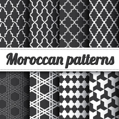 Set of 8 black and white Moroccan vector patterns