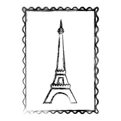 blurred silhouette frame with eiffel tower vector illustration