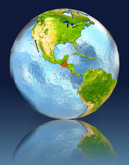 Guatemala on globe with reflection