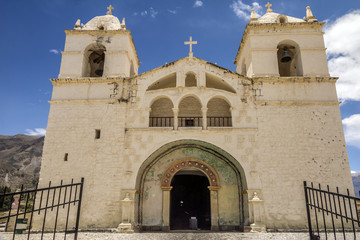 Fototapeta na wymiar Colonial style church in Chivay, Colca valley, Peru