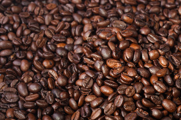 roasted coffee beans, can be used as a  texture - the beautiful food background