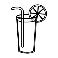 silhouette lemon freshness drink cocktail glass vector illustration