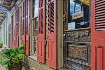 Doors and shutters on a building in New Orleans.