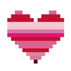 heart shape with colorful horizontal lines pixel vector illustration