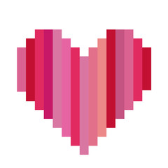 Fototapeta premium heart shape with colorful vertical lines pixel vector illustration