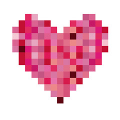 colorful heart shape pixelated design vector illustration