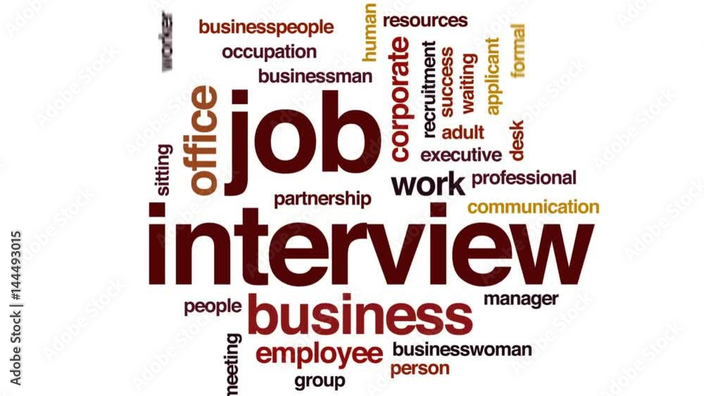 Poster job interview animated word cloud, text design animation.