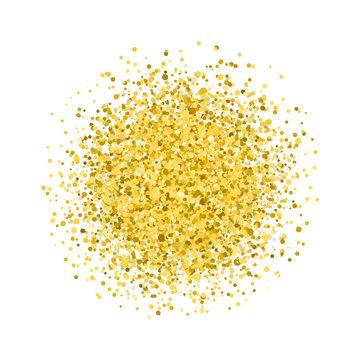 Glitter texture. Golden round. Isolated on white background.