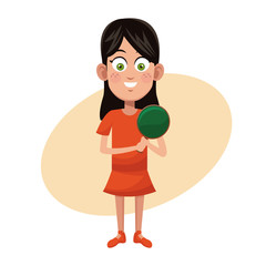 girl sport ping pong practice vector illustration eps 10