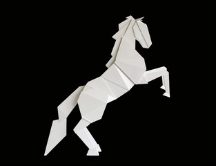 A wooden horse isolated on black background
