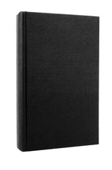 Bible or plain black book or textbook front cover one single standing upright vertical isolated on...