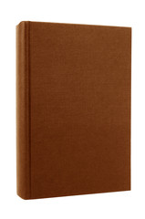 Brown book or textbook front cover one single standing upright vertical isolated on white background photo