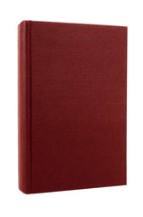 Deep red maroon or burgundy book or textbook front cover one single standing upright vertical isolated on white background photo
