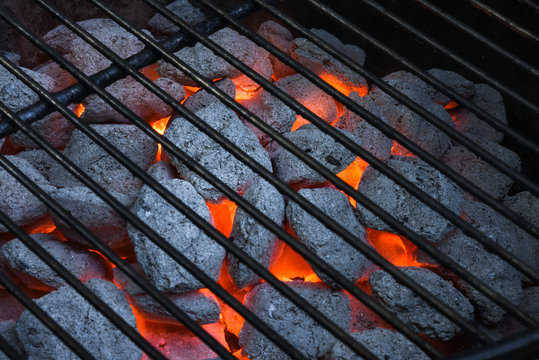 Hot Charcoal Embers in the Grill