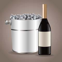 bottle wine ice bucket drink image vector illustration eps 10