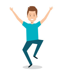 man celebrating with a leap