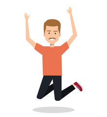 man celebrating with a leap