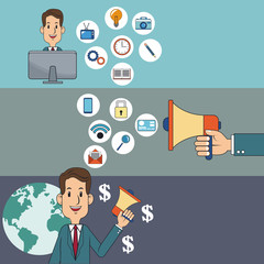 digital marketing man network money social media vector illustration eps 10