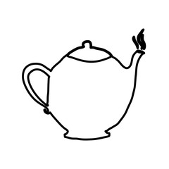 monochrome contour hand drawn with teapot of coffee with handle vector illustration
