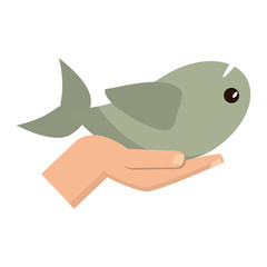hand holding fish catholic symbol vector illustration eps 10
