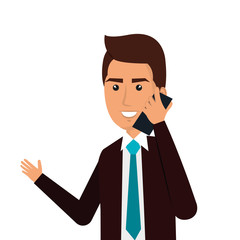 businessman avatar with cellphone icon