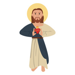 jesus christ with sacred heart spirituality image vector illustration eps 10
