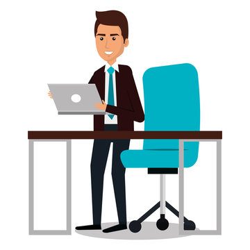 businessman avatar in the office icon