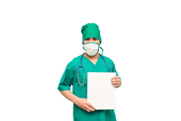 Asian male medical doctor on white background