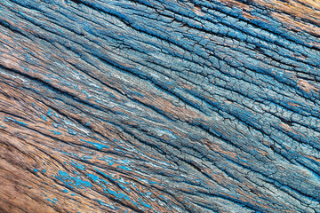 crack on wood texture with blue painted for background and design