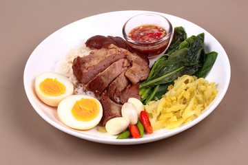 Jasmine Rice with stewed pork hock,Khao Kha Moo Palo.