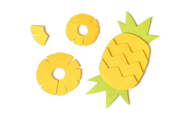 Pineapple paper cut on white background - isolated
