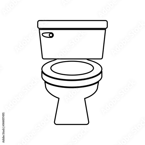 "monochrome contour of toilet front view vector illustration" Stock