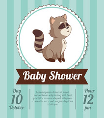 baby shower card invitation - raccoon decorative vector illustration eps 10