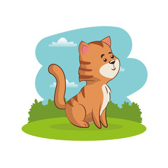 cute tiger animal with landscape vector illustration eps 10