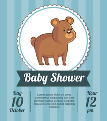 baby shower card invitation save date with cute bear vector illustration eps 10