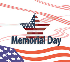 Memorial Day greeting card. Vector illustration with american flag