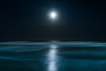 The moon over the Atlantic Ocean in Atlantic City, New Jersey.