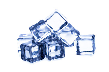 Melting ice cubes isolated on white background