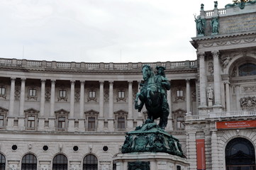 Fototapeta na wymiar Monument of Prince Eugene of Savoy. Monument in Heldenplatz, Vienna, designed by Anton Dominik Fernkorn in 1865