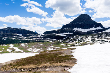 Reynolds mountain seen from Hidden lake trail in Glacier National Park, USA