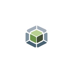 abstract green box technology logo